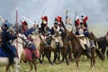 French army soldiers cuirassiers at Borodino battle historical reenactment in Russia