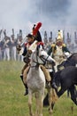 French army soldiers cuirassiers at Borodino battle historical reenactment in Russia