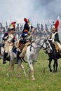 French army soldiers cuirassiers at Borodino battle historical reenactment in Russia