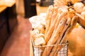 French baguette and bread in basket Royalty Free Stock Photo