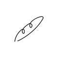 French baguette, bread. Black logo one line. Stock hand drawn vector Illustration black isolated on white background Royalty Free Stock Photo
