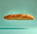 a french baguette bread floating on a studio background Royalty Free Stock Photo