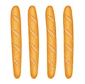 French baguette bread. Fresh baking. Set of tasty food. Vector illustration. Royalty Free Stock Photo