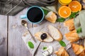 French baguette with butter and jam for breakfast Royalty Free Stock Photo