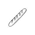 French baguette hand drawn sketch icon.