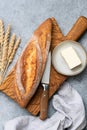 French baguette loaf and butter