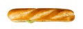 French Baguette Sandwich Isolated, Long Bread Loaf with Chicken Nuggets, Lettuce, Cucumbers on White Royalty Free Stock Photo