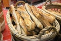 French baguettes on basket Royalty Free Stock Photo