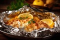 French baked fries fish dish. Generate ai Royalty Free Stock Photo
