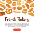 French Bakery and Pastry Banner Design with Sweet Dough Products Vector Template