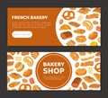 French Bakery and Pastry Banner Design with Sweet Dough Products Vector Template