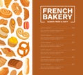 French Bakery and Pastry Menu Banner Design with Sweet Dough Products Vector Template Royalty Free Stock Photo