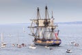 French battle ship, l`Hermione. In the old harbor of Marseille, France Royalty Free Stock Photo