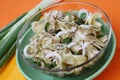 French beans salad with cut fresh spring onion rin