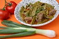 French beans salad with meat