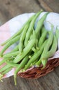 French beans on wooden table Royalty Free Stock Photo