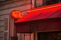 French Bistro Sign and Awning Royalty Free Stock Photo