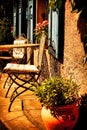 A french bistro table terrace historic house Royalty Free Stock Photo