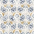 French blu shabby chic damask texture background. Antique old white yellow blue seamless pattern. Hand drawn floral Royalty Free Stock Photo