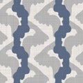 French blue doodle motif linen seamless pattern. Tonal country cottage style abstract scribble motif background. Simple
