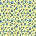 French blue florals yellow background repeating pattern