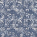 French blue irregular mottled linen seamless pattern. Tonal country cottage style abstract speckled background. Simple