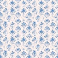 French blue vintage floral on blush repeating pattern