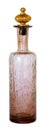 French bottle in pink bubble glass with a large decorative gold stopper