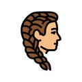 french braid hairstyle female color icon vector illustration