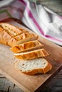 French bread baguette and linen napkin Royalty Free Stock Photo