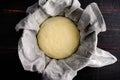 French Bread Dough Proofing in a Linen Lined Bowl Royalty Free Stock Photo