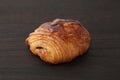 French bread pain au chocolat chocolate croissant on wood table Royalty Free Stock Photo