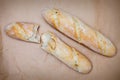 French bread on the table.