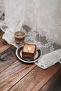 French bread toasted butter on the plate with coffee for breakfast Royalty Free Stock Photo