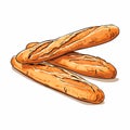 French bread. Vector illustration of a baguette on a white background Royalty Free Stock Photo