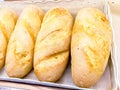 French breads on the shelves sold in the bakery Royalty Free Stock Photo