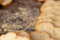 French breads sliced on the wooden