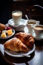 French breakfast, coffee, croissant, pastries AI generated