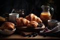 French breakfast, coffee, croissant, pastries AI generated Royalty Free Stock Photo