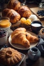 French breakfast, coffee, croissant, pastries AI generated Royalty Free Stock Photo