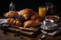 French breakfast, coffee, croissant, pastries AI generated