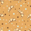 French breakfast, delicious dessert. Vector food illustration. For poster, wrapping paper,textile