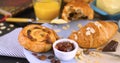 French breakfast with pastries and orange juice