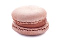 French brown macaron on white Royalty Free Stock Photo