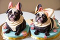 French bulldog Animal cake shape animal shaped food concept illustration generative ai