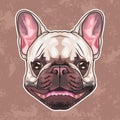 french bulldog animal head character in brown backgound