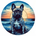 French Bulldog On The Beach: A Romantic Moonlit Seascape