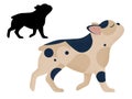 French Bulldog Breed in Cartoon and Outline