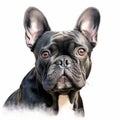 Realistic French Bulldog Portrait Painting On White Background