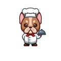 French Bulldog Chef Cute Creative Kawaii Cartoon Mascot Logo